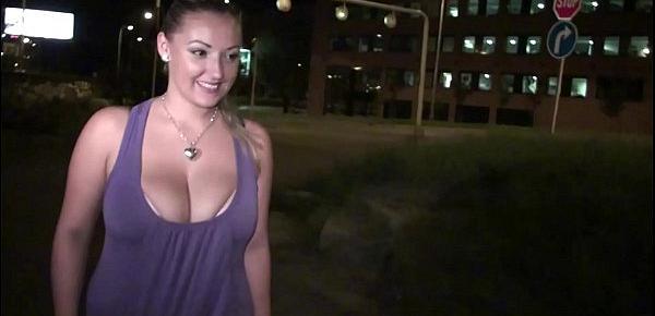  Busty girl with big tit is going to a public street sex gang bang dogging orgy